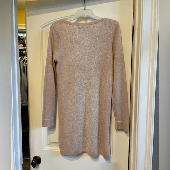 Blush pink sparkly tunic sweater, high low, long sleeves - Picture 3 of 4